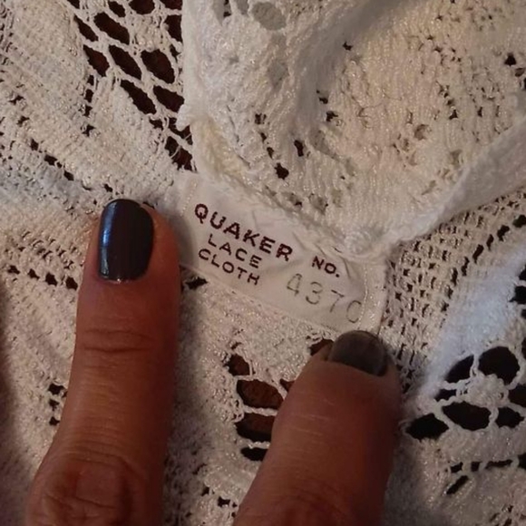 Vtg Cotton Quaker Lace Tablecloth #4370 70"x60" Rectangular Bone - Picture 5 of 9